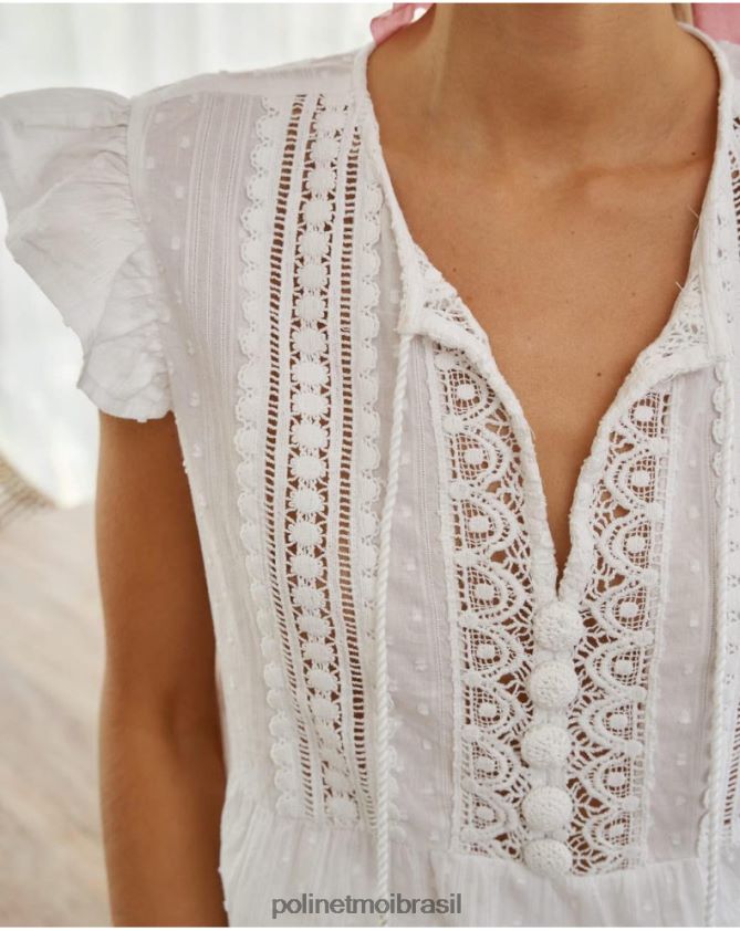 Polin et moi branco top bordado Débora roupas 6PL246271