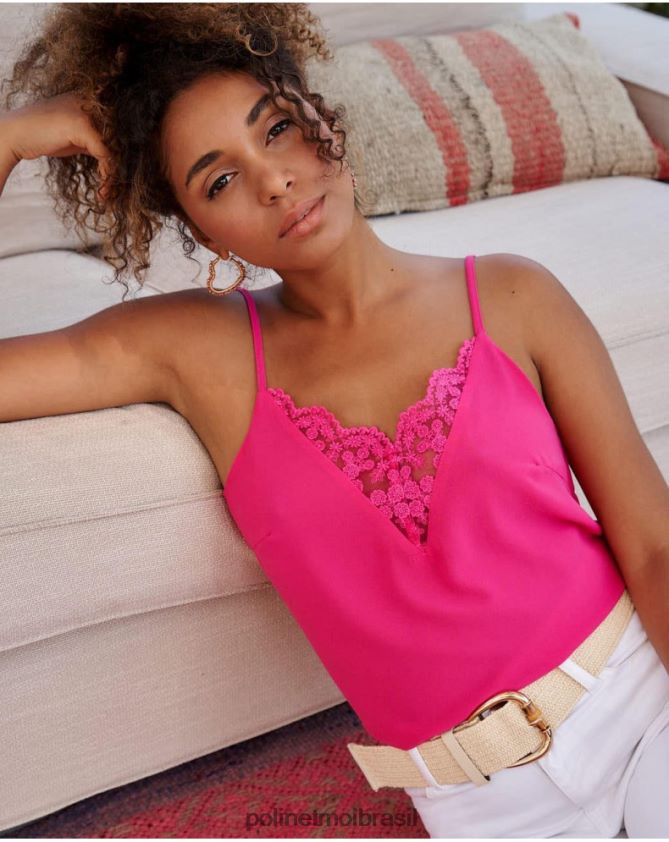 Polin et moi fúcsia top de renda emy roupas 6PL246268