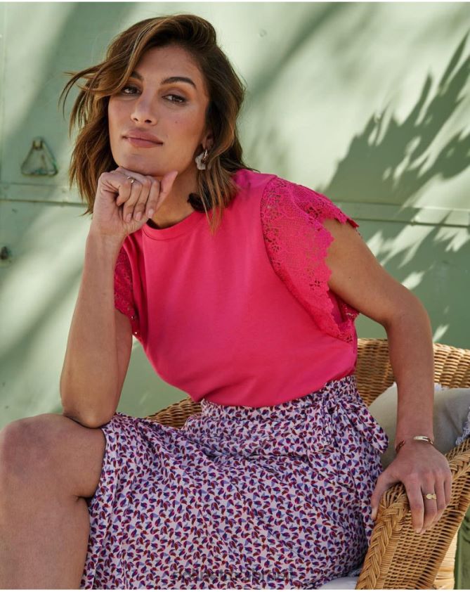 Polin et moi fúcsia top sissi babado roupas 6PL246275