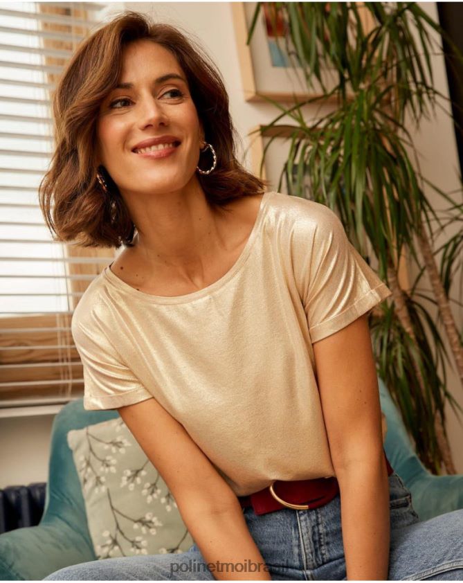 Polin et moi ouro/platina camiseta brillo galia roupas 6PL246289