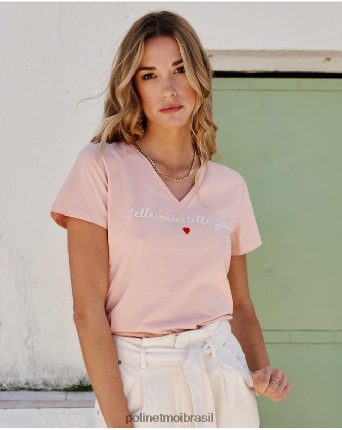 Polin et moi rosa camiseta pico eugenia roupas 6PL246274