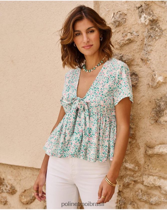 Polin et moi turquesa laço superior esmeralda roupas 6PL246241
