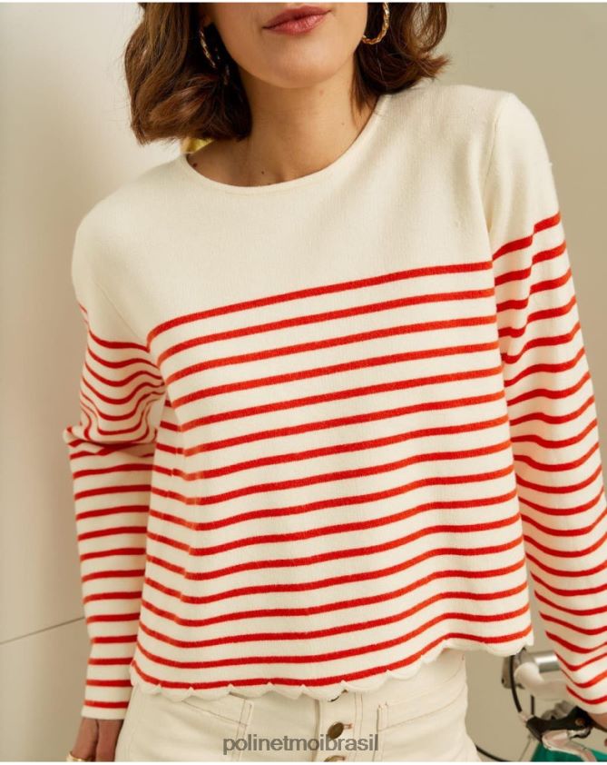 Polin et moi branco suéter marinheiro ane roupas 6PL246350