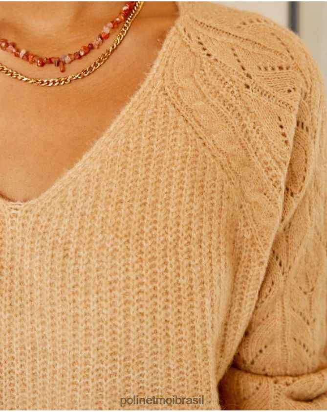 Polin et moi camelo suéter com pontas padrão roupas 6PL246355