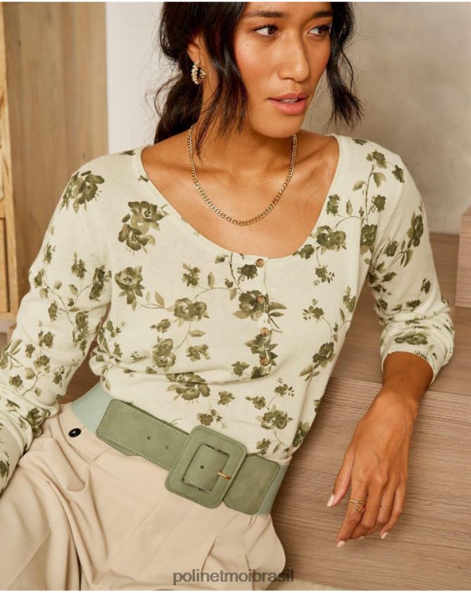Polin et moi caqui suéter flores etna roupas 6PL246349
