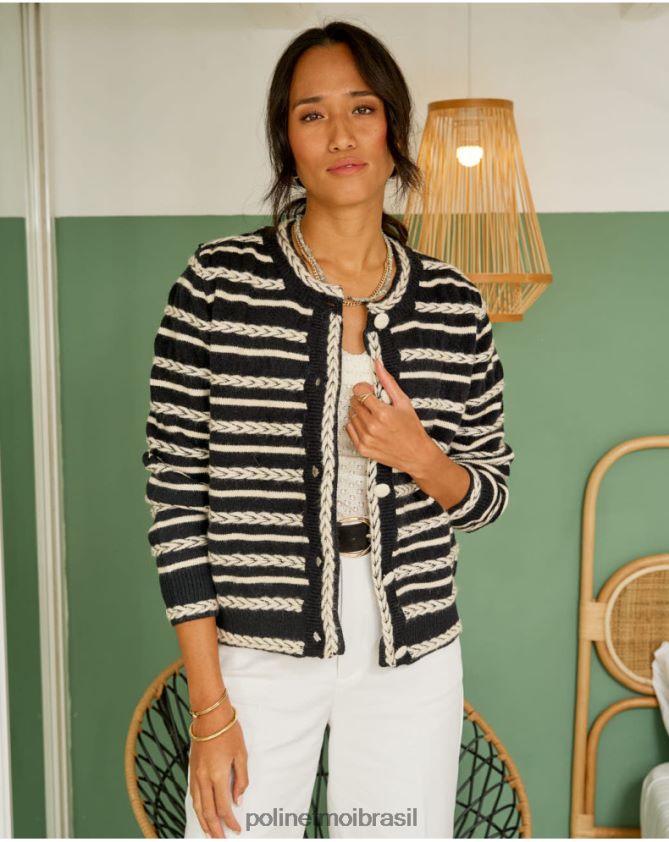 Polin et moi preto cardigan com pontas mara roupas 6PL246359