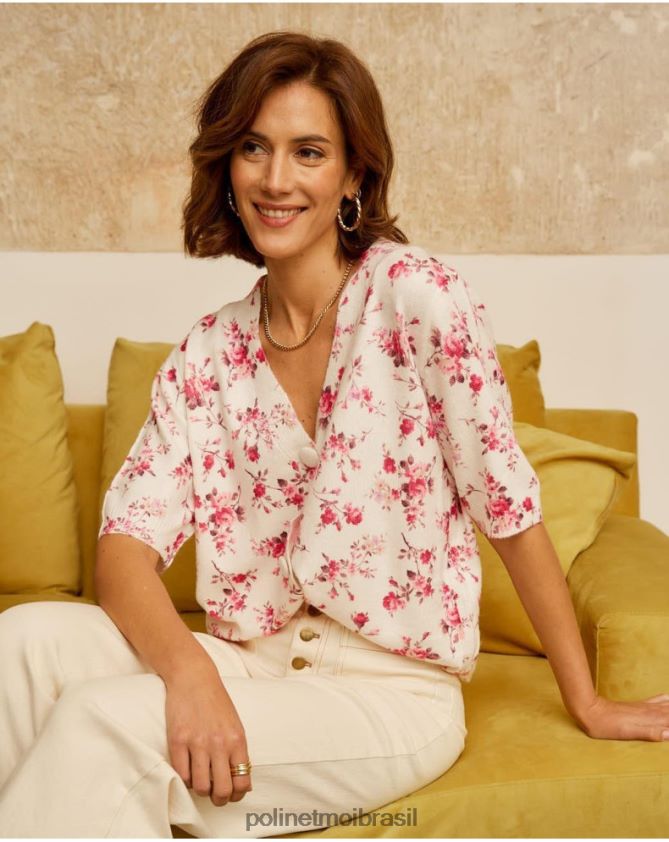 Polin et moi rosa casaco floral famara roupas 6PL246352