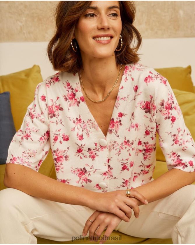 Polin et moi rosa casaco floral famara roupas 6PL246352