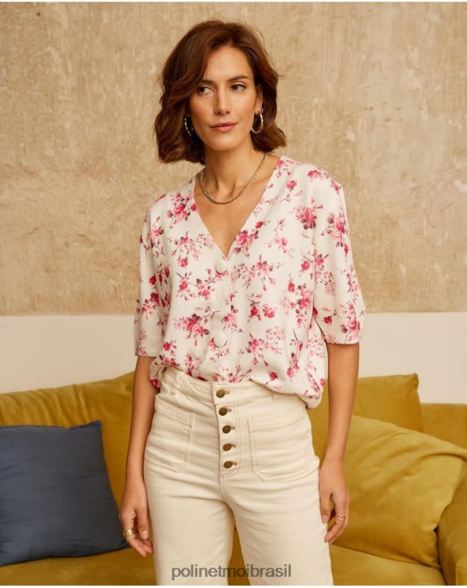 Polin et moi rosa casaco floral famara roupas 6PL246352