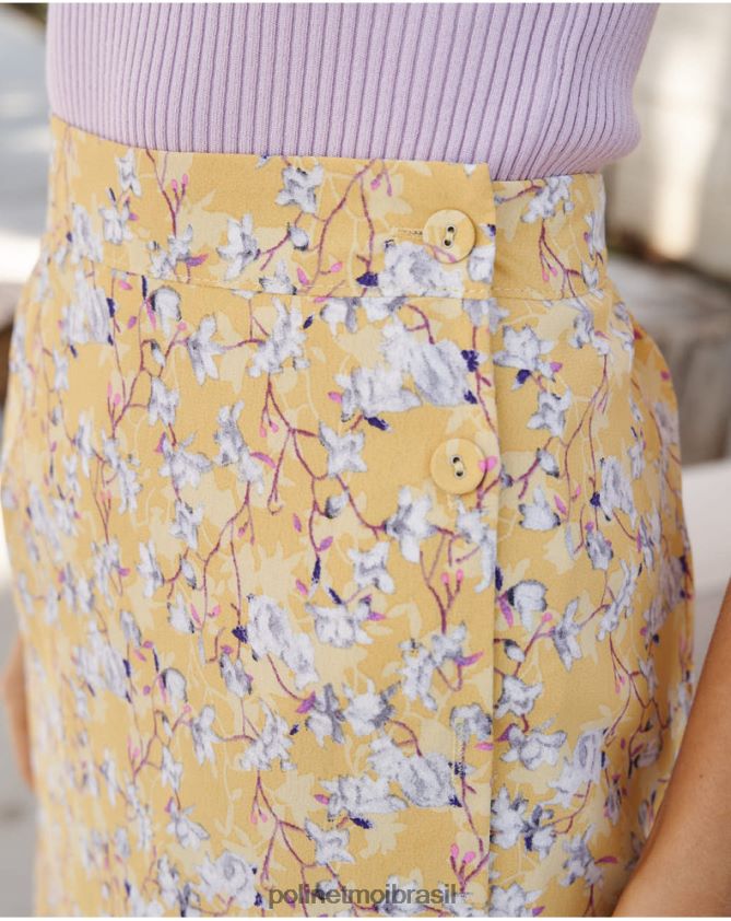 Polin et moi amarelo saia flores genevieve roupas 6PL246297