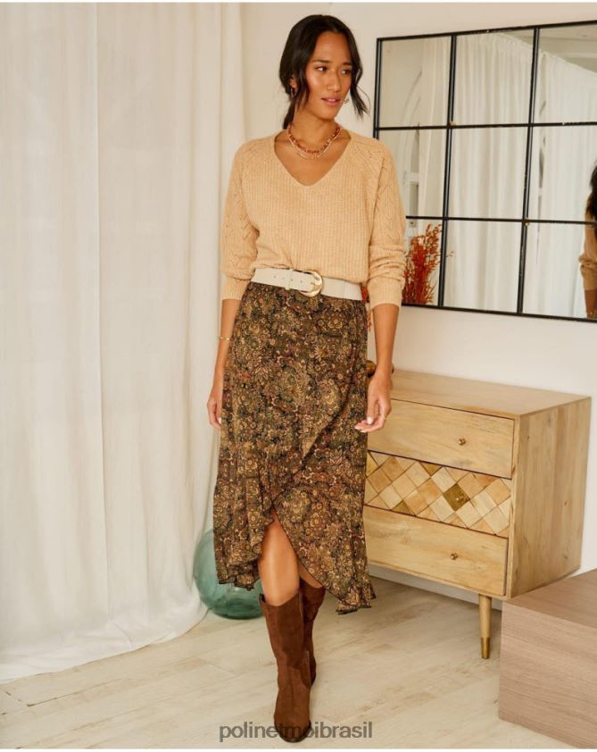 Polin et moi caqui saia babado pastora roupas 6PL246321