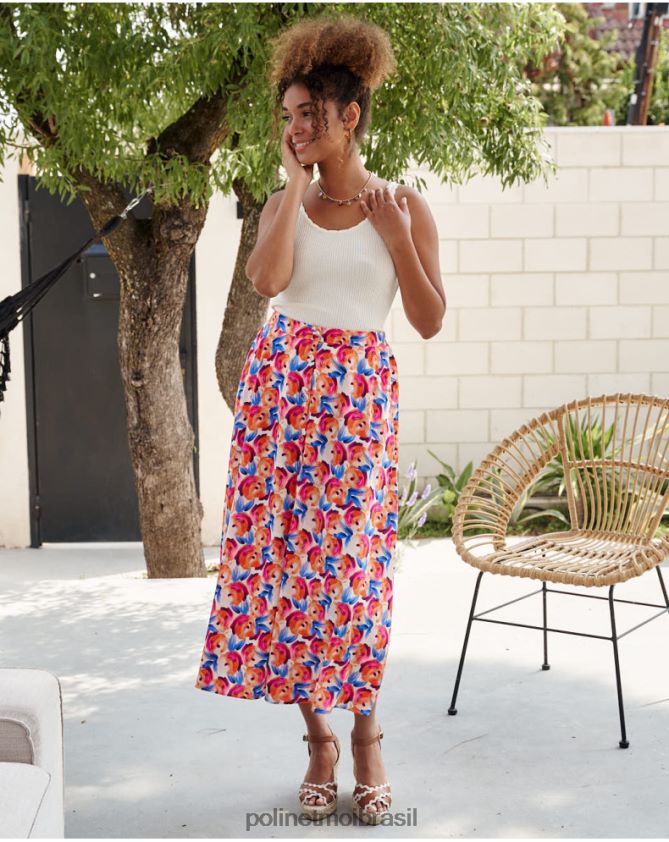 Polin et moi laranja saia flores hannah roupas 6PL246320