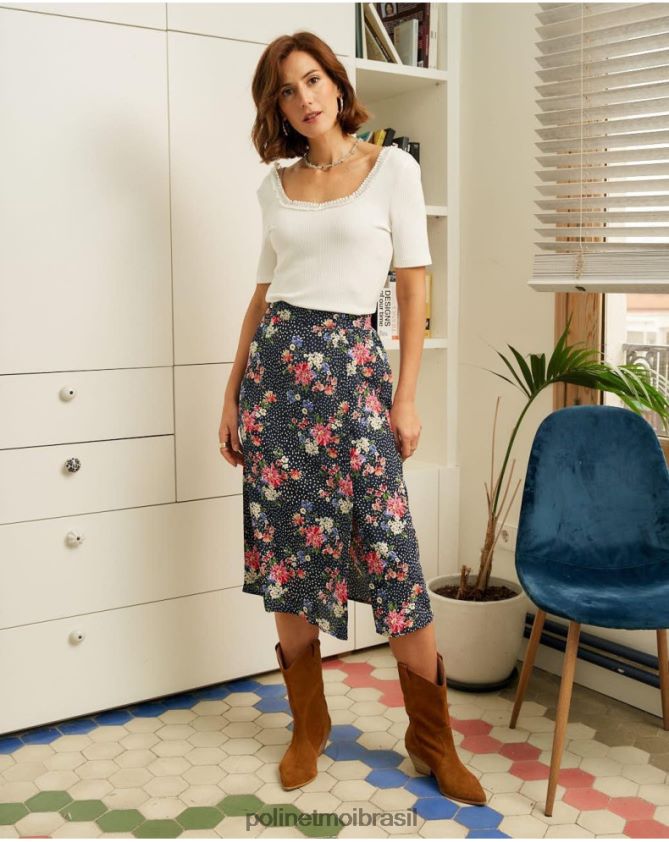 Polin et moi marinho falda topos fabia roupas 6PL246318