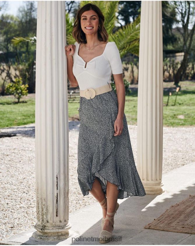 Polin et moi preto savana de saia cruzada roupas 6PL246310