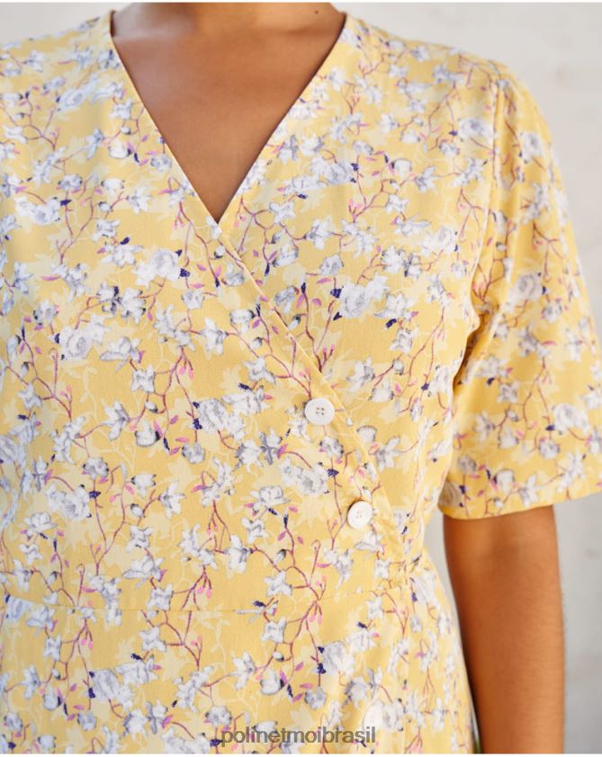 Polin et moi amarelo vestido cruzado edda roupas 6PL24633