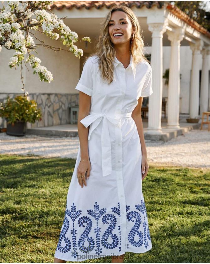Polin et moi branco vestido bordado tila roupas 6PL246100