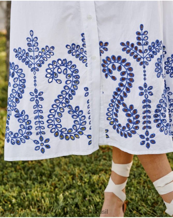 Polin et moi branco vestido bordado tila roupas 6PL246100