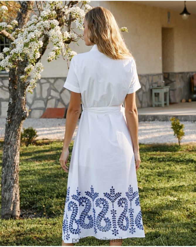 Polin et moi branco vestido bordado tila roupas 6PL246100