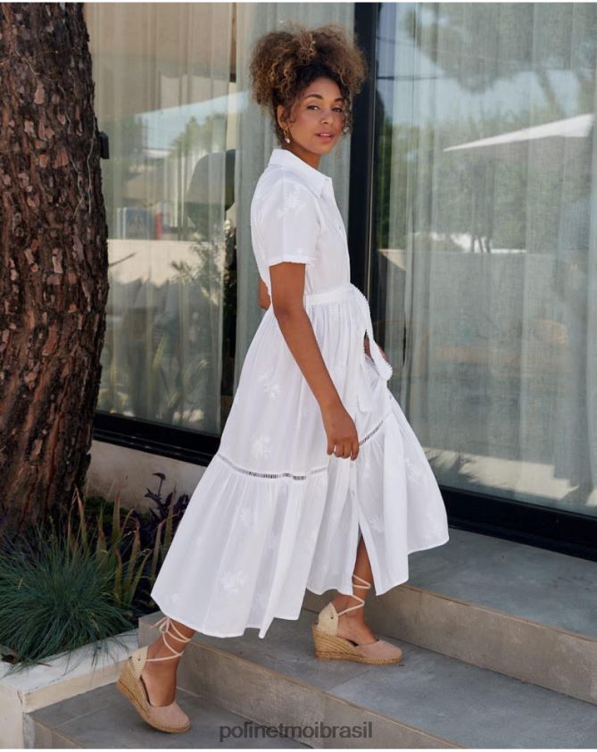 Polin et moi branco vestido camisa linda roupas 6PL24625