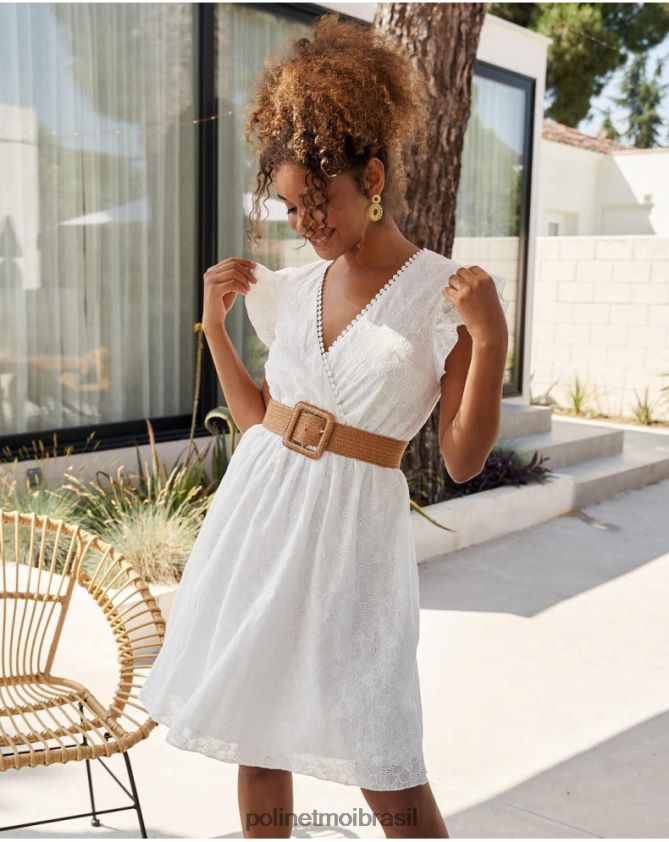Polin et moi branco vestido curto diane roupas 6PL246384
