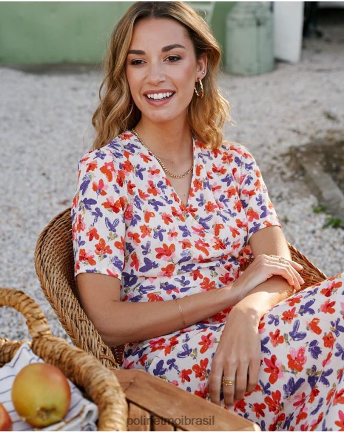 Polin et moi cru vestido cross-over gracia roupas 6PL24692