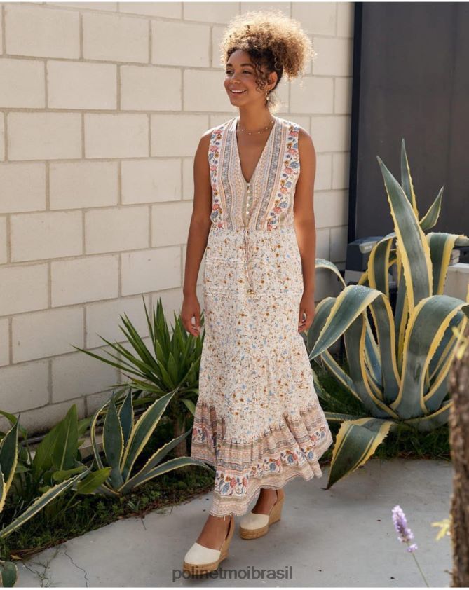 Polin et moi cru vestido eleny botões roupas 6PL24610