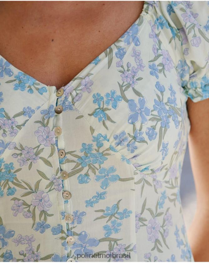 Polin et moi eucalipto vestido clarise botões roupas 6PL24669