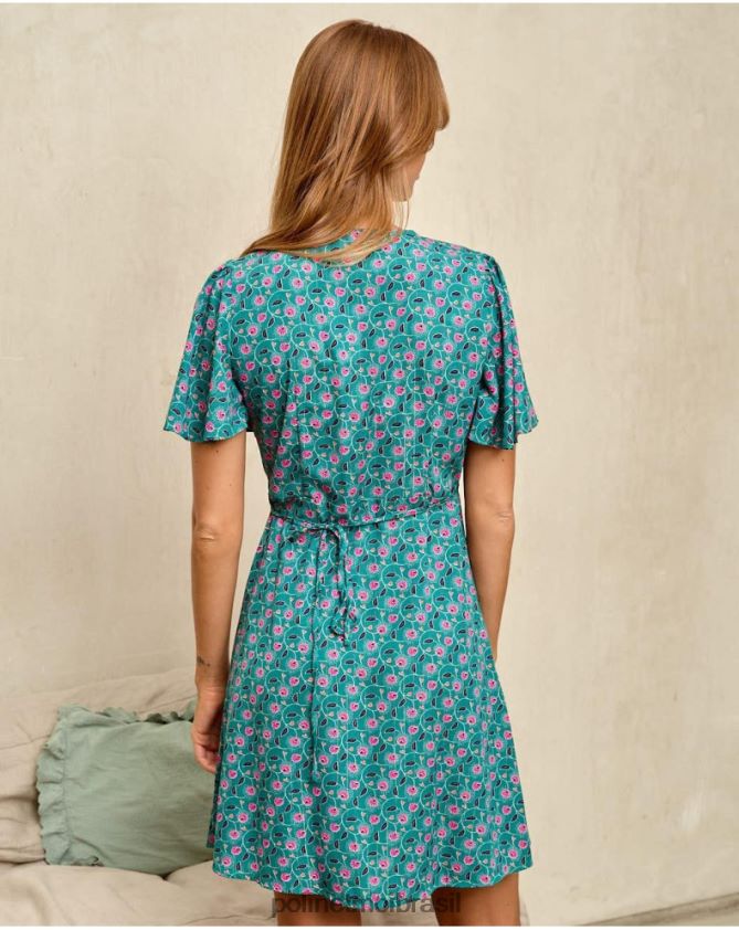 Polin et moi floresta verde vestido cruzado doli roupas 6PL24687