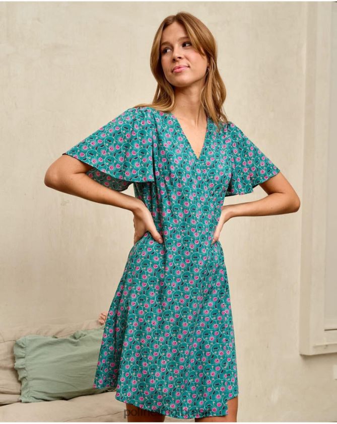 Polin et moi floresta verde vestido cruzado doli roupas 6PL24687