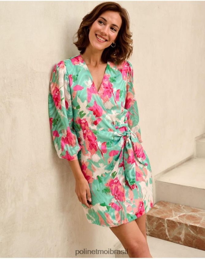 Polin et moi água verde vestido denisse laço roupas 6PL24681