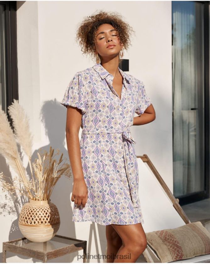 Polin et moi lilás vestido curto liso roupas 6PL24643
