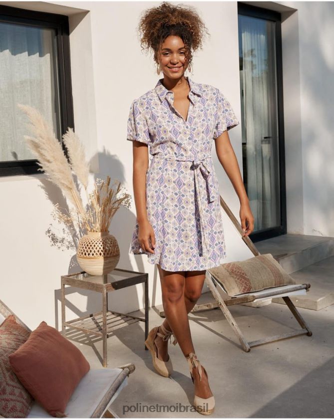 Polin et moi lilás vestido curto liso roupas 6PL24643