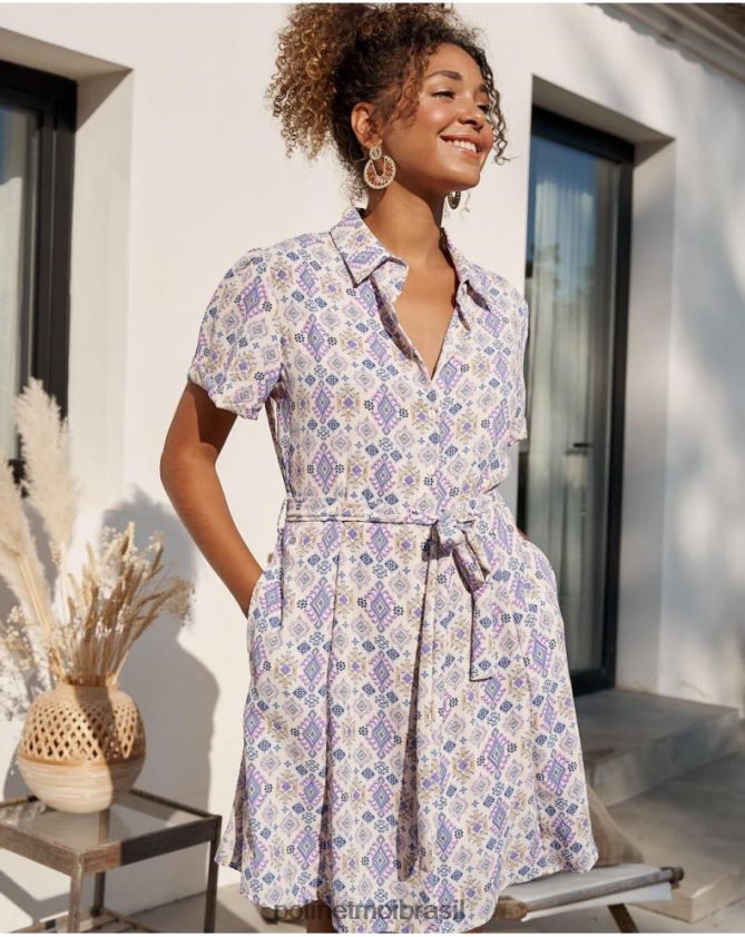 Polin et moi lilás vestido curto liso roupas 6PL24643