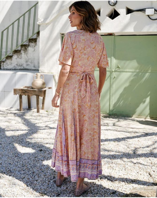 Polin et moi ocre vestido agustina com botões roupas 6PL246110