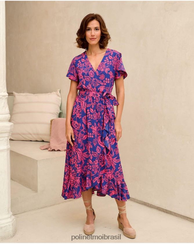 Polin et moi pequeno azul vestido babado dila roupas 6PL246129