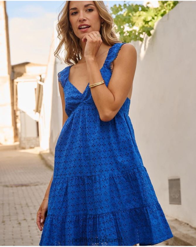 Polin et moi pequeno azul vestido batista nerva roupas 6PL24628