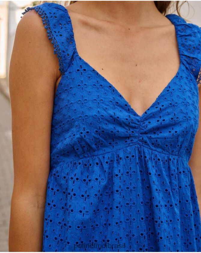 Polin et moi pequeno azul vestido batista nerva roupas 6PL24628