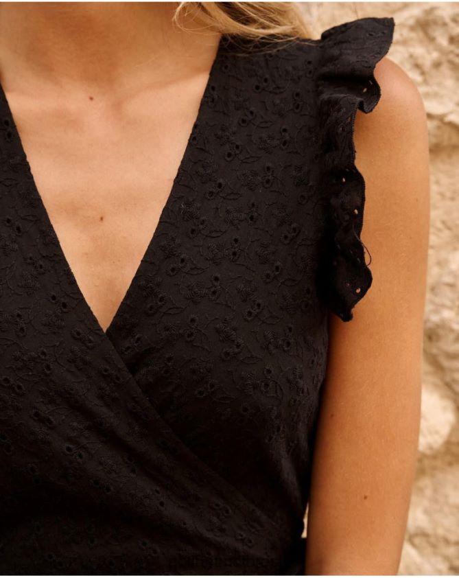 Polin et moi preto vestido cruzado azara roupas 6PL24644