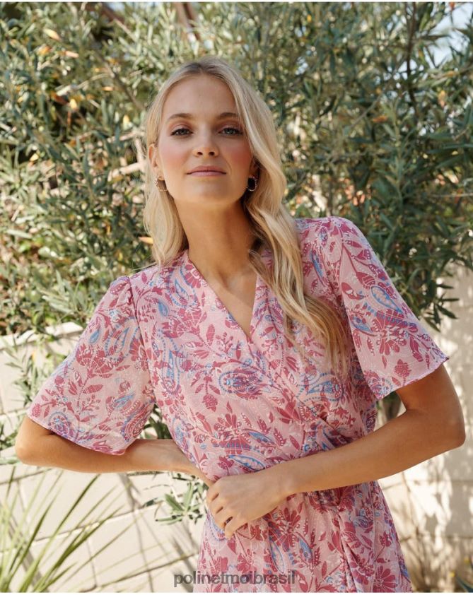 Polin et moi rosa vestido cruzado naiare roupas 6PL2461