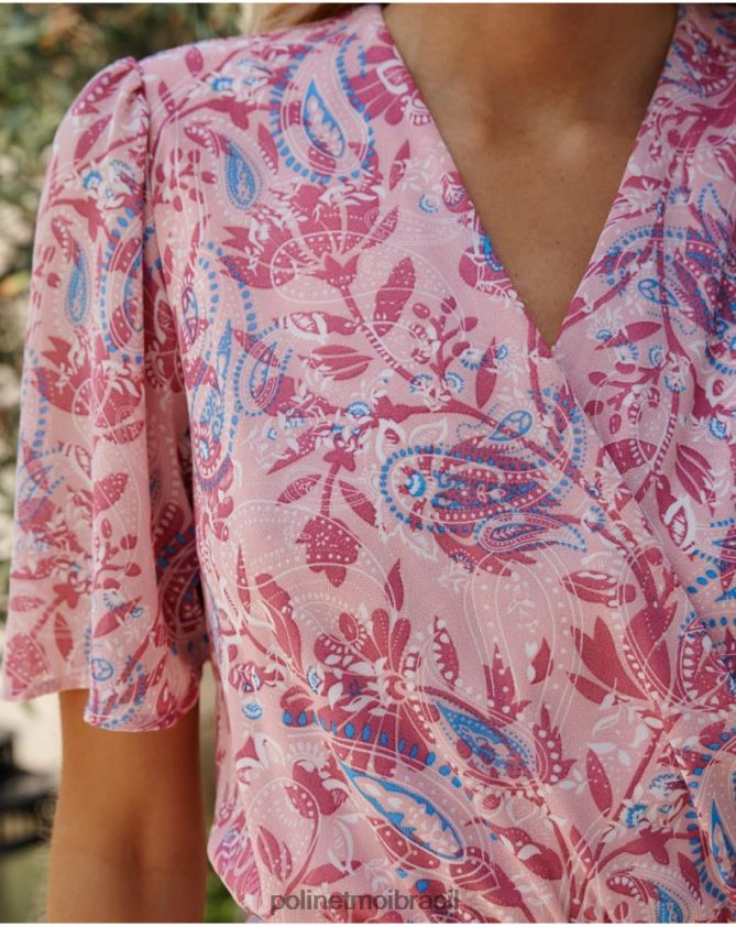 Polin et moi rosa vestido cruzado naiare roupas 6PL2461