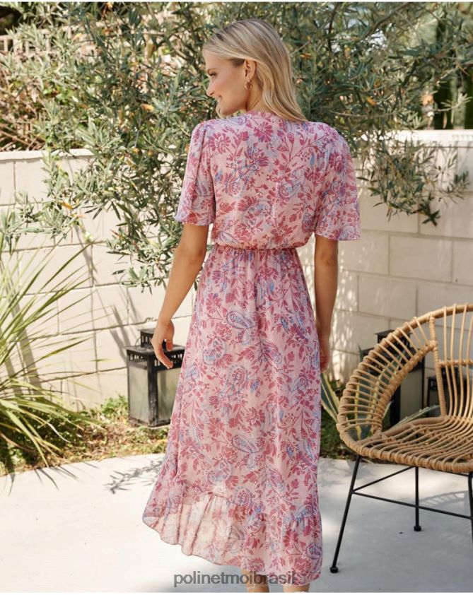 Polin et moi rosa vestido cruzado naiare roupas 6PL2461