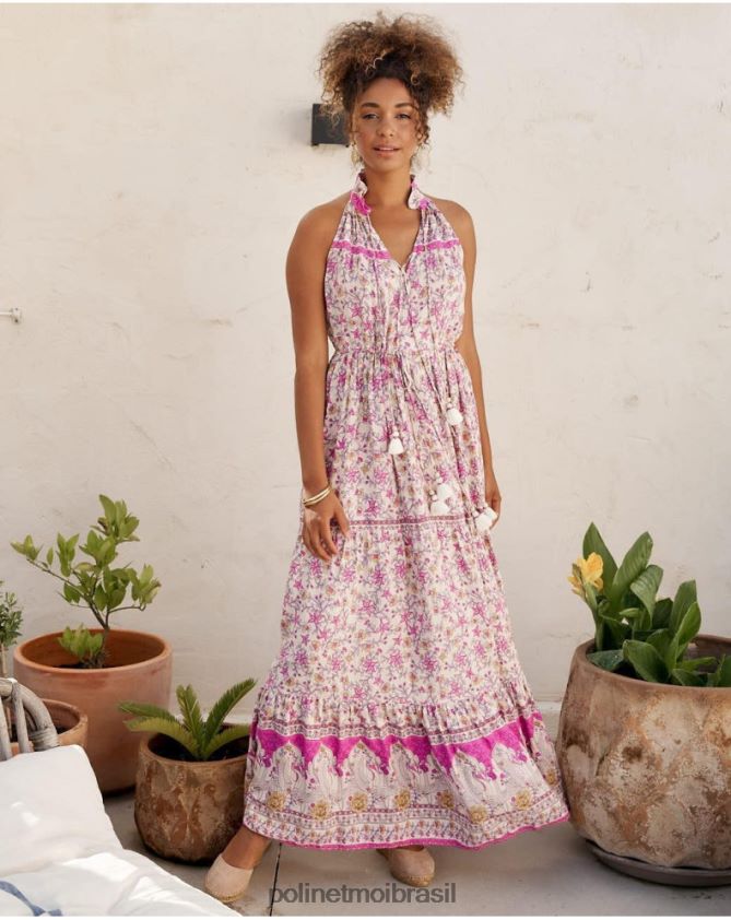 Polin et moi rosa vestido vera halter roupas 6PL24619