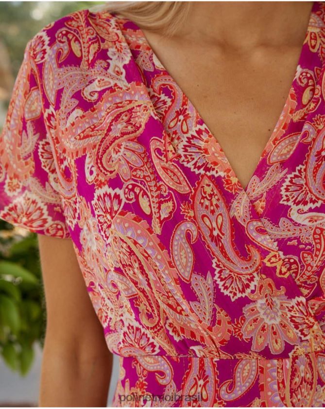 Polin et moi roxo vestido cross-over cinzia roupas 6PL24652