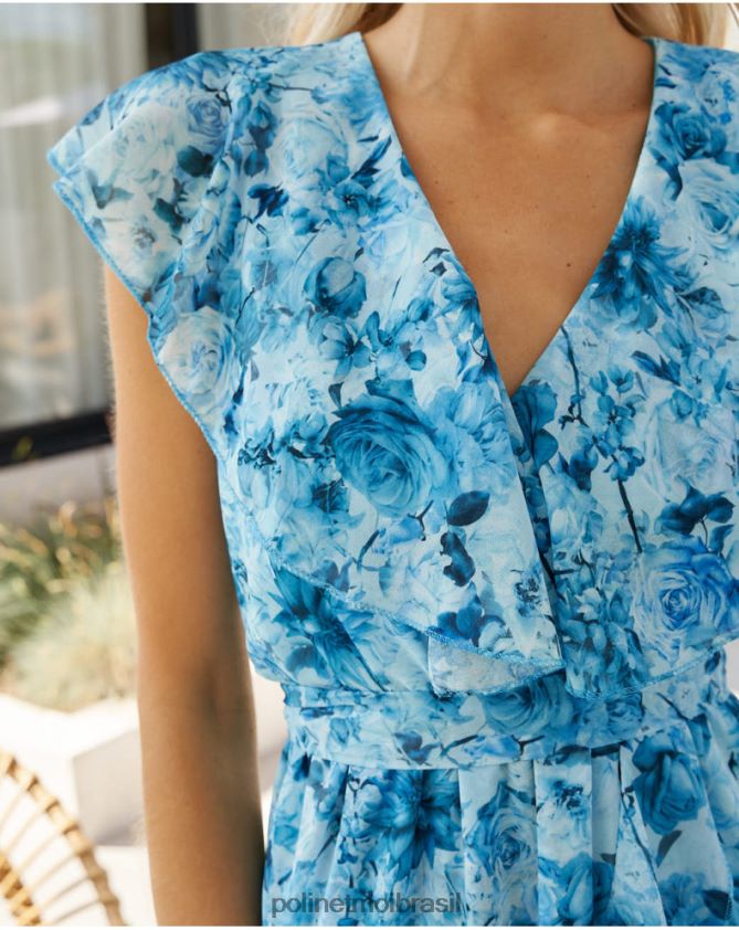 Polin et moi turquesa vestido babados damaris roupas 6PL24612