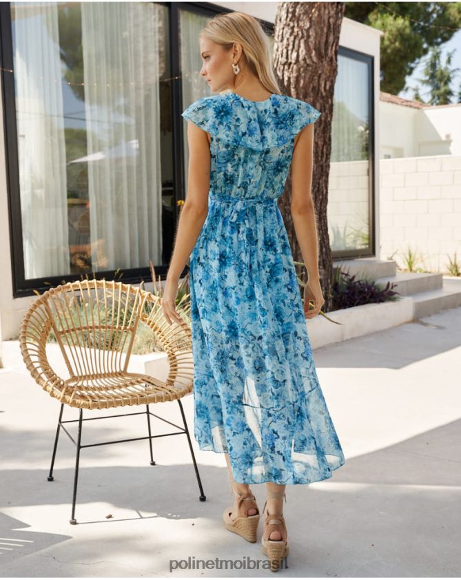 Polin et moi turquesa vestido babados damaris roupas 6PL24612