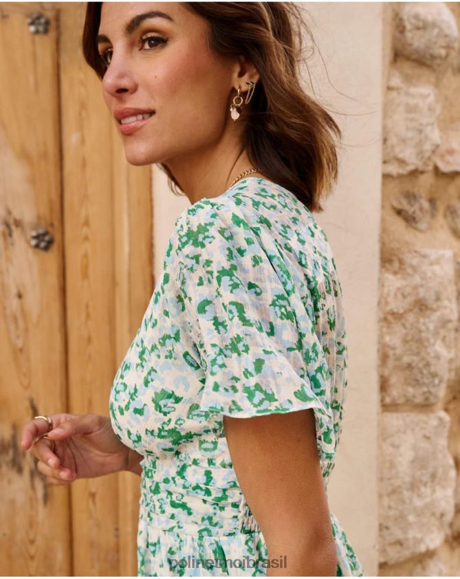 Polin et moi turquesa vestido manchado celeste roupas 6PL24634