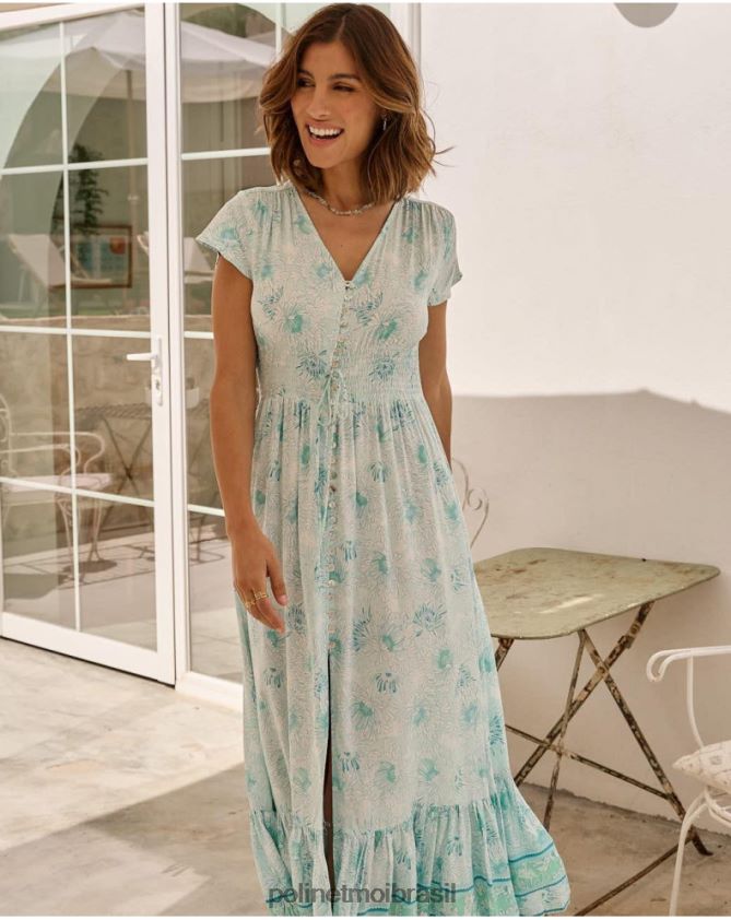 Polin et moi turquesa vestido queimado vicky roupas 6PL24662