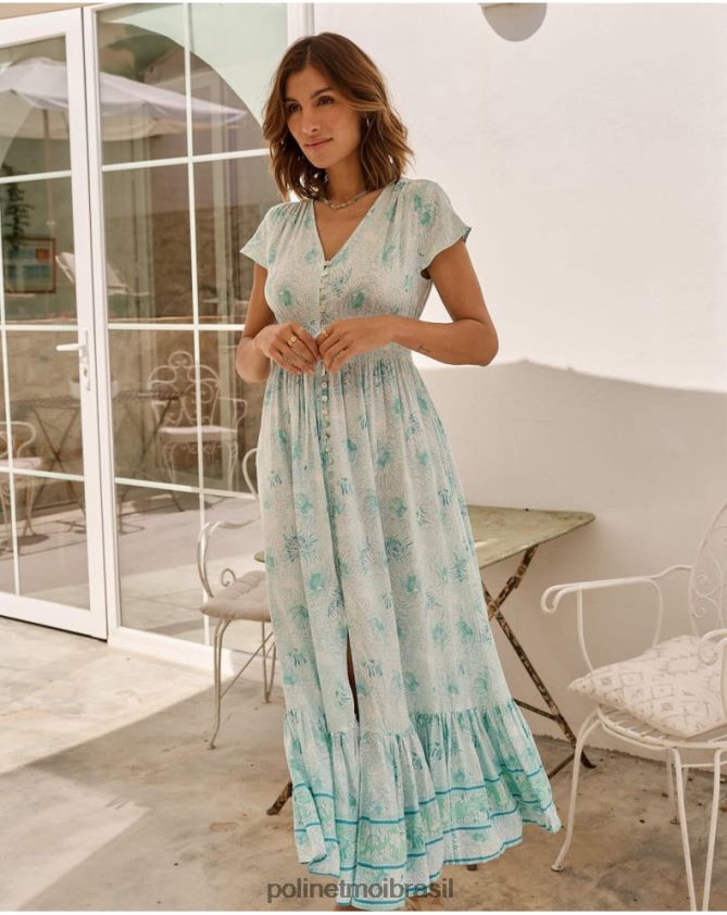 Polin et moi turquesa vestido queimado vicky roupas 6PL24662