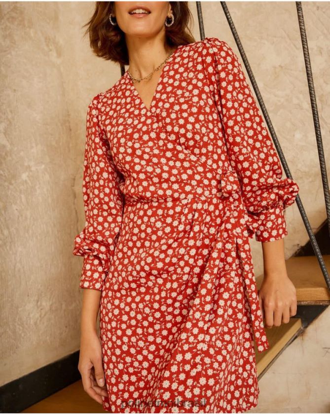 Polin et moi vermelho vestido lala cross-over roupas 6PL246119